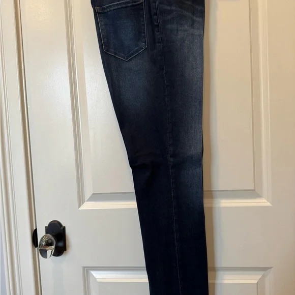 Chico's Dark Blue Skinny Ankle Jeans with Tan Stitching - Picture 6 of 6